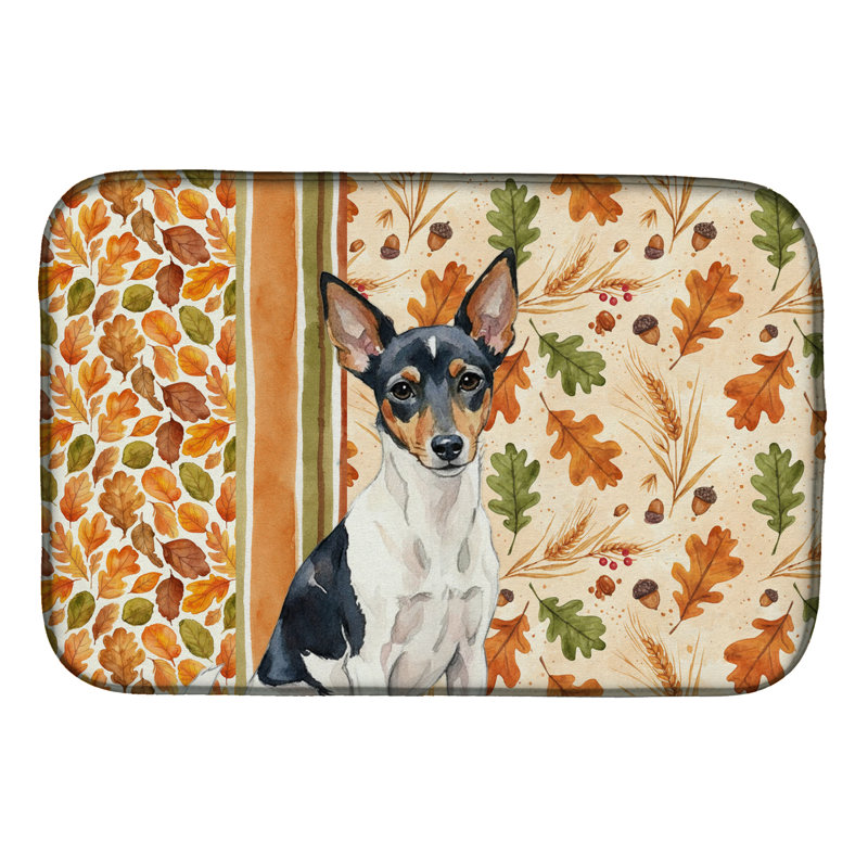 Toy Fox Terrier Heirloom Fall Dish Drying Mat