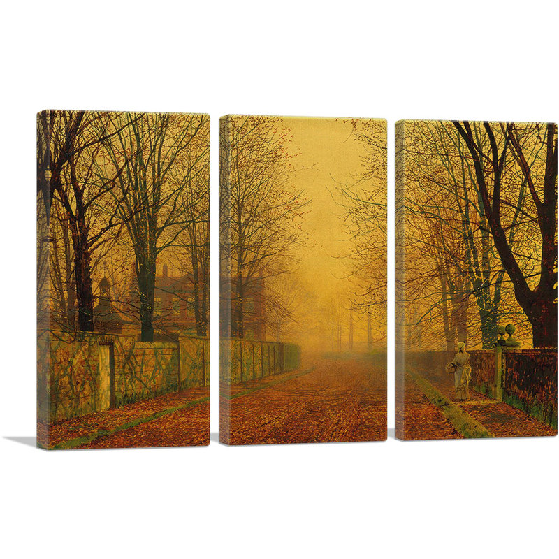 «Evening Glow» par John Atkinson Grimshaw, peinture sur toile tendue 3 pièces, H 40 po x l 60 po x P 1,5 po
