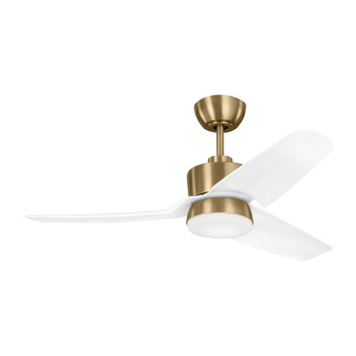 Ventilateur de plafond intérieur Heredia avec tige filetée, pales en ABS blanc mat et télécommande portable