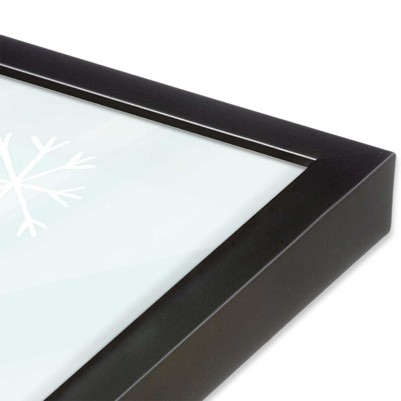 Motif de la faune hivernale avec arbre de Noël II, H 17,75 po x l 17,75 po, Cadre simple en zinc patiné, bois massif