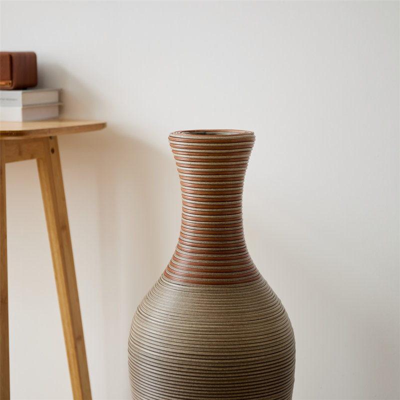 39 inch Tall Standing Designer Floor Vases with Elegant Two-Tone Finishes, Perfect for Decorating Living Rooms and Entryways