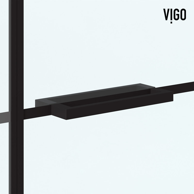 Porte de douche à charnière Meridian l 60 po x H 74 po noir mat et verre transparent