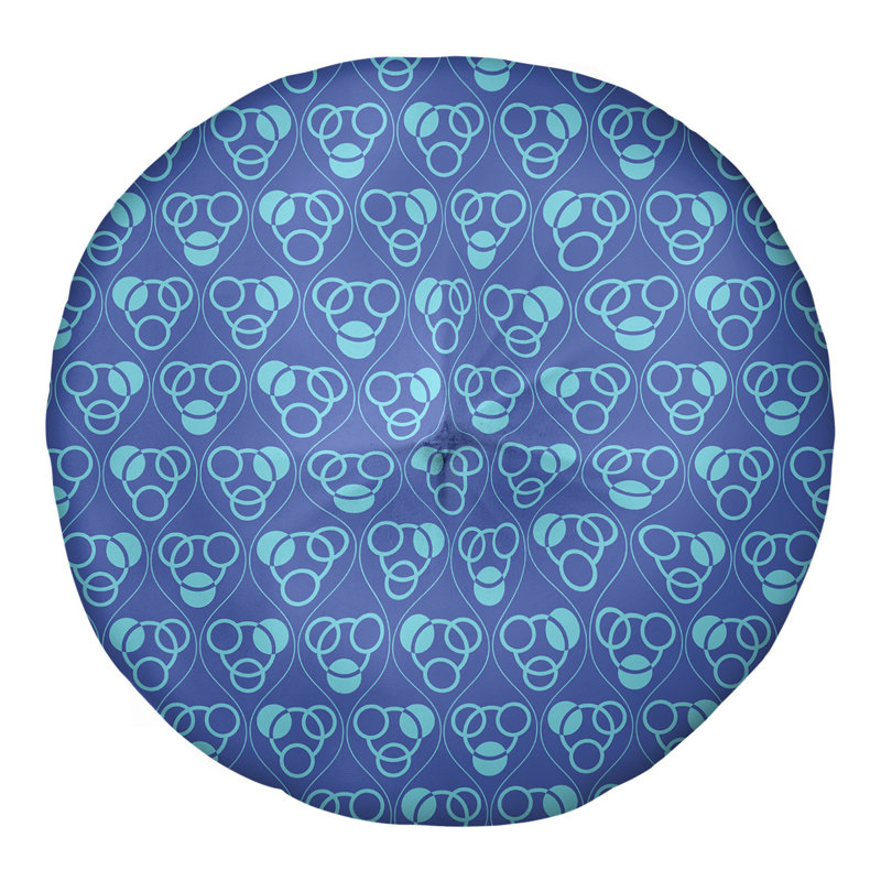 Coussin de sol classique à motif de cercles et de vagues, 26 po x 26 po, Bleu / bleu sarcelle