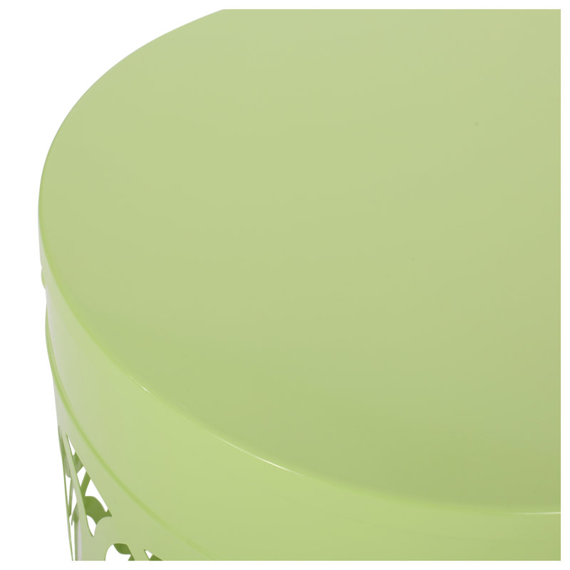 Table de bout d'extérieur en métal vert avec base cylindrique, Green