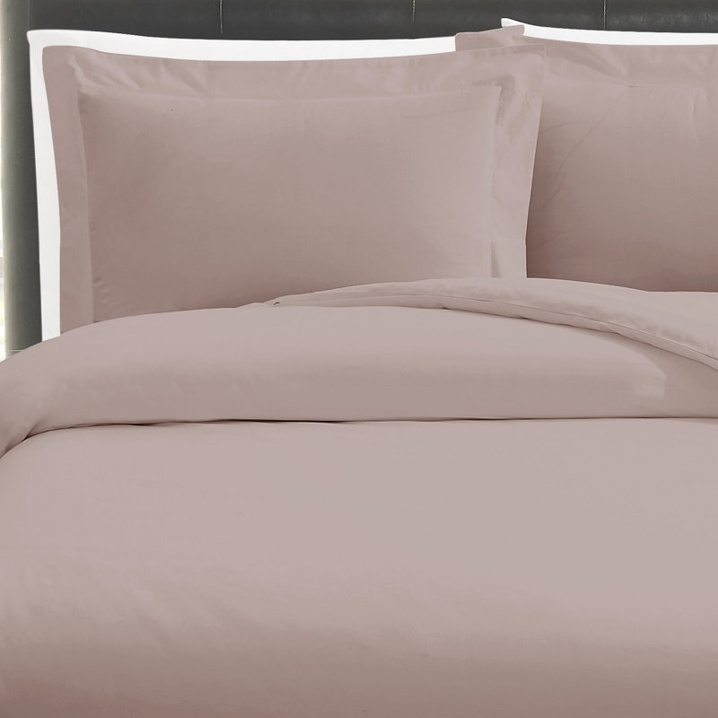 Vince Camuto 400TC Percale Cotton Duvet Set, Blush, Full/Double Duvet Cover + 2 Standard Shams