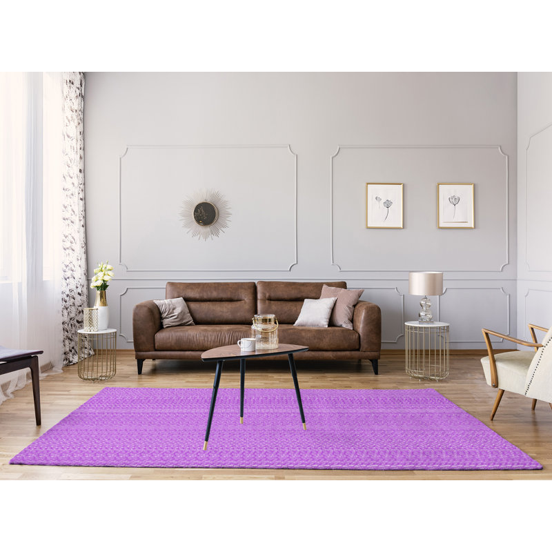 Tapis de couleur mauve à treillis hexagonal classic, Rectangle 4 pi x 6 pi