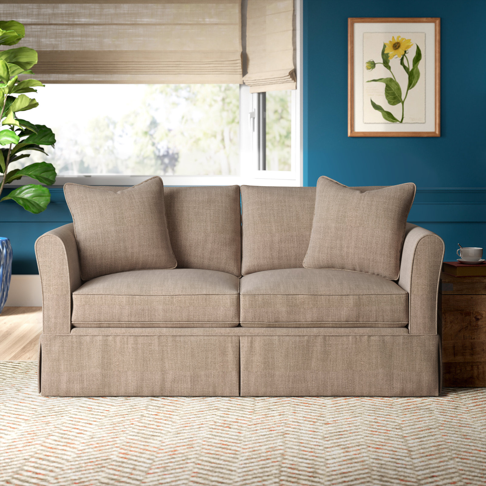 Shelby 60'' Upholstered Sleeper Sofa, Bella Cocoa Performance Velvet