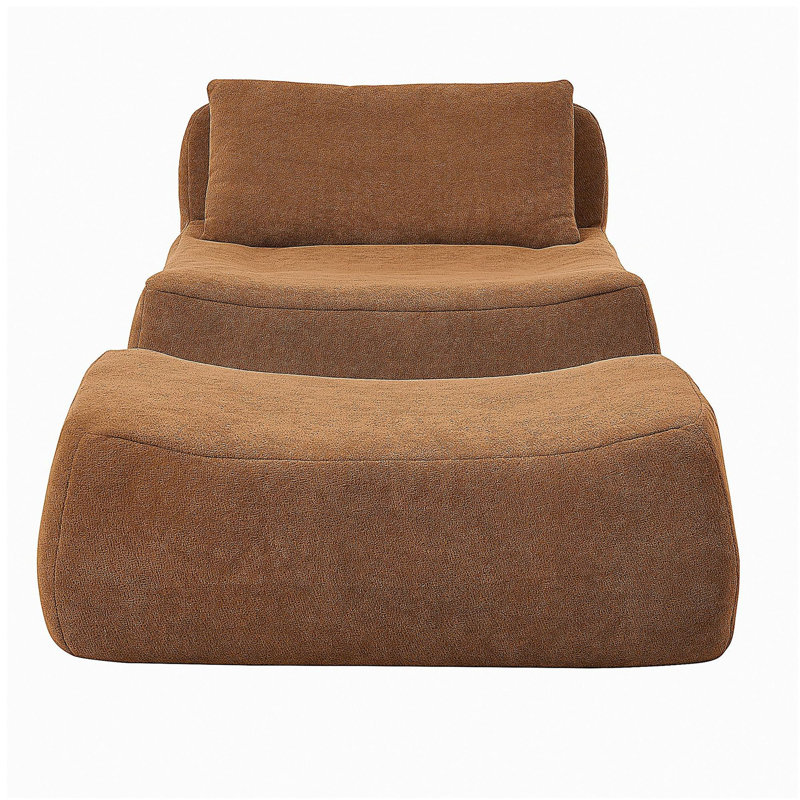 Grand canapé à billes d'intérieur, fauteuil à billes avec coussin lombaire et repose-pieds, utilisation dans la chambre à coucher (orange)