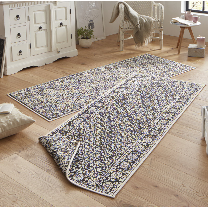 Curacao Flatweave Black Rug, Runner 80 x 350 cm