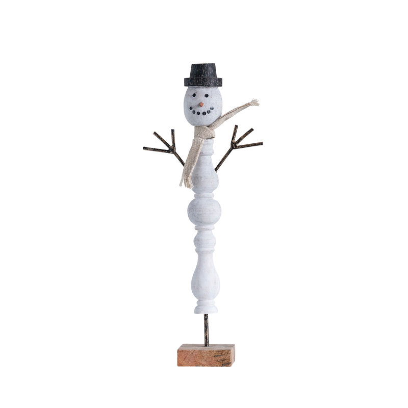 Figurine de bonhomme de neige avec fuseaux de rail