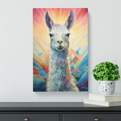 Llama Geometric Art - Wrapped Canvas