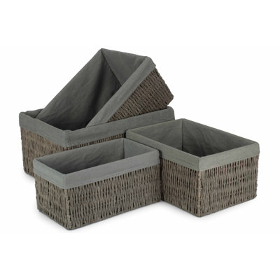 Bay Isle Home 4 Piece Wicker Storage Basket Set with Lining
