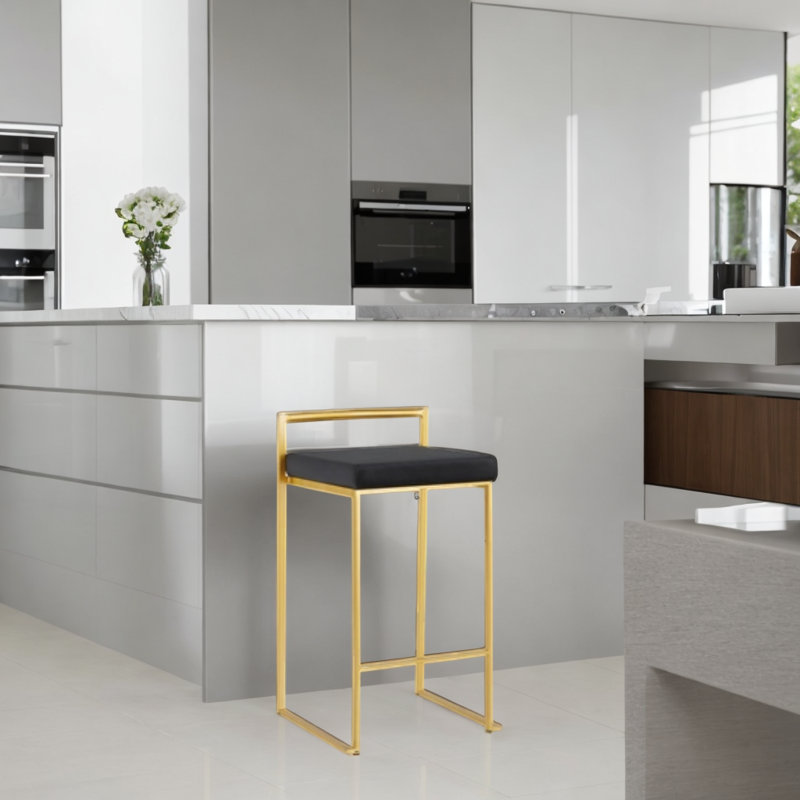 Melsa Counter Stool, Black, Gold