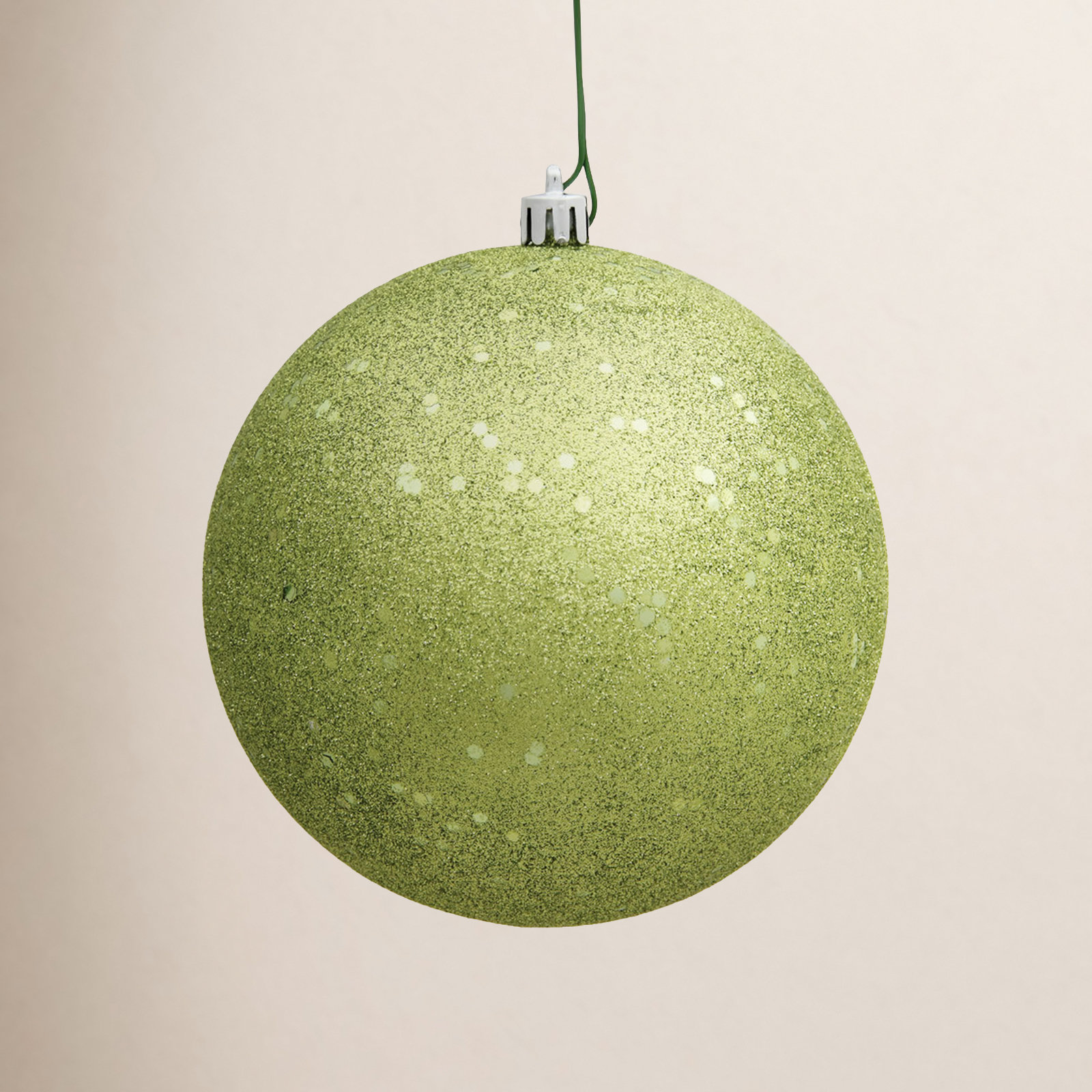 Shatterproof Bauble, 10" H x 10" W x 10" D, Lime Sequin
