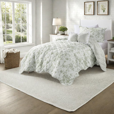 Piece Reversible Floral Bedding Sets, Twin Twin XL Microfiber Quilt, Green