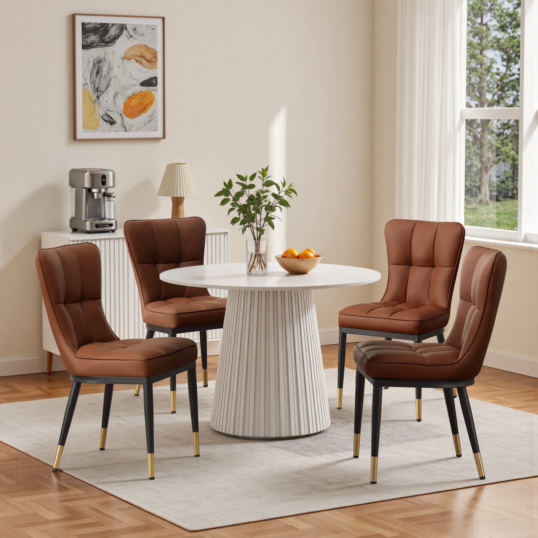 50cm H Tufted Upholstered Metal Upholstered Back Side Chair