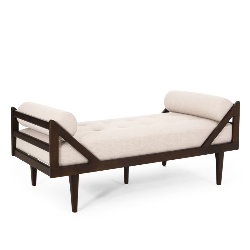 Chaise longue en tissu beige avec caractéristique de confort - 27,66 po X P 23,81 po x P 64,04 po, capitonnage à boutons 55,73 lb