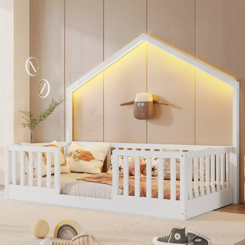 Lit sur pied avec rails hauts, Simple, Blanc
