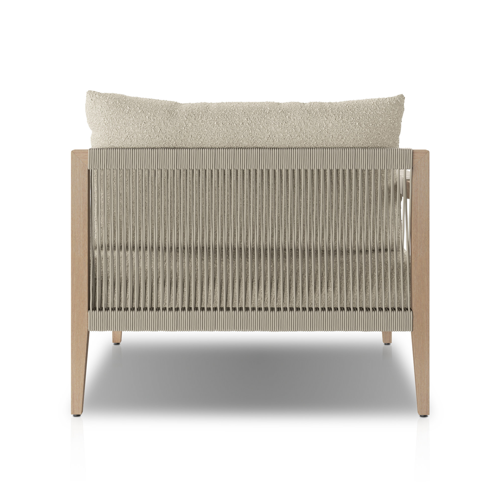 Kristine 33'' Outdoor Teak Chaise Lounge, Fiqa Cream Boucle, Washed Brown/Gray