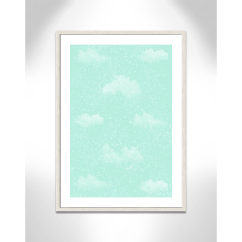 Art unique de nuages scintillants, H 35,5 po x l 25,5 po x P 1,1875 po, Encadré de boîte à grain de bois blanc