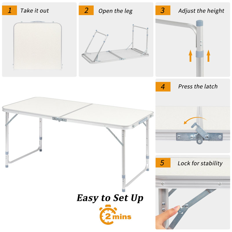 47.5'' Rectangular Adjustable Folding Table