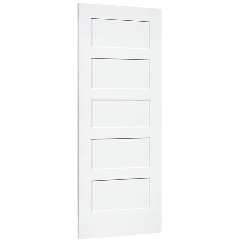 Porte à panneau standard en bois massif avec couche d'apprêt de style Shaker, 24 po x 80 po