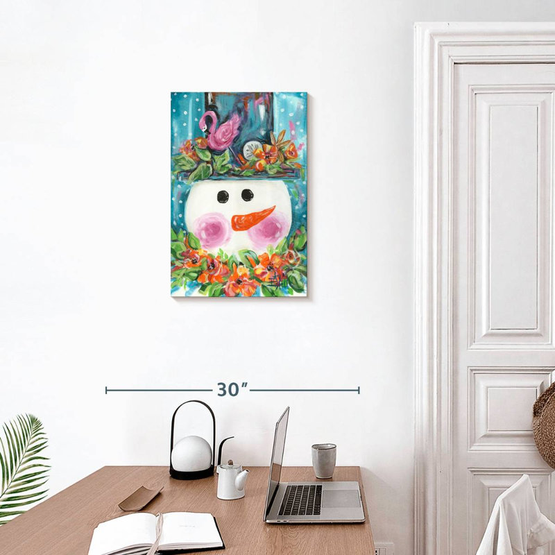 Lelend Snowman With Flamingo Hat, 24" H x 16" W