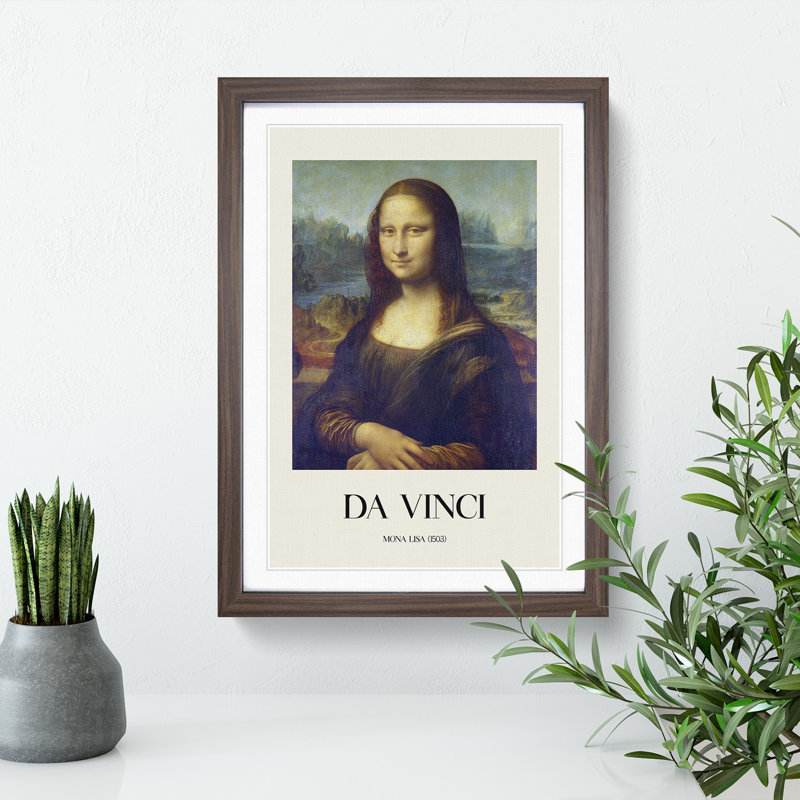 The Mona Lisa by Leonardo Da Vinci - Picture Frame Painting, Walnut Framed, 48cm H x 36cm W x 2cm D