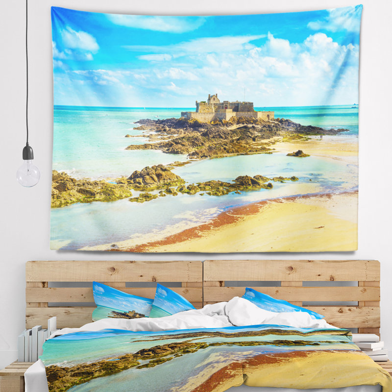Tapisserie de la plage nationale de Saint Malo Fort, H 32 po x l 39 po