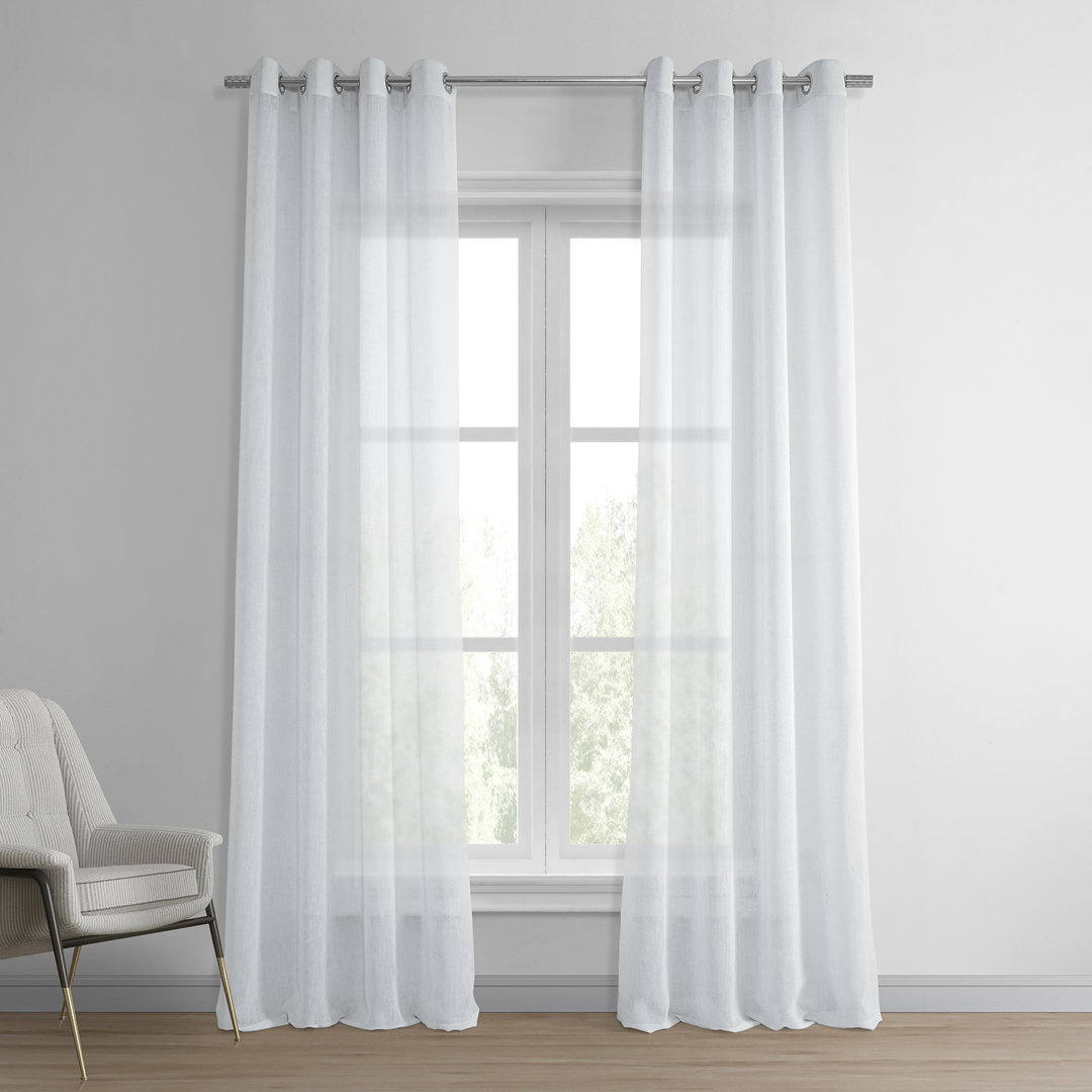 Grommet Faux Linen Sheer Curtains for Living Room, Bedroom Curtains for Large Window Single Panel Ebern Designs Curtain
