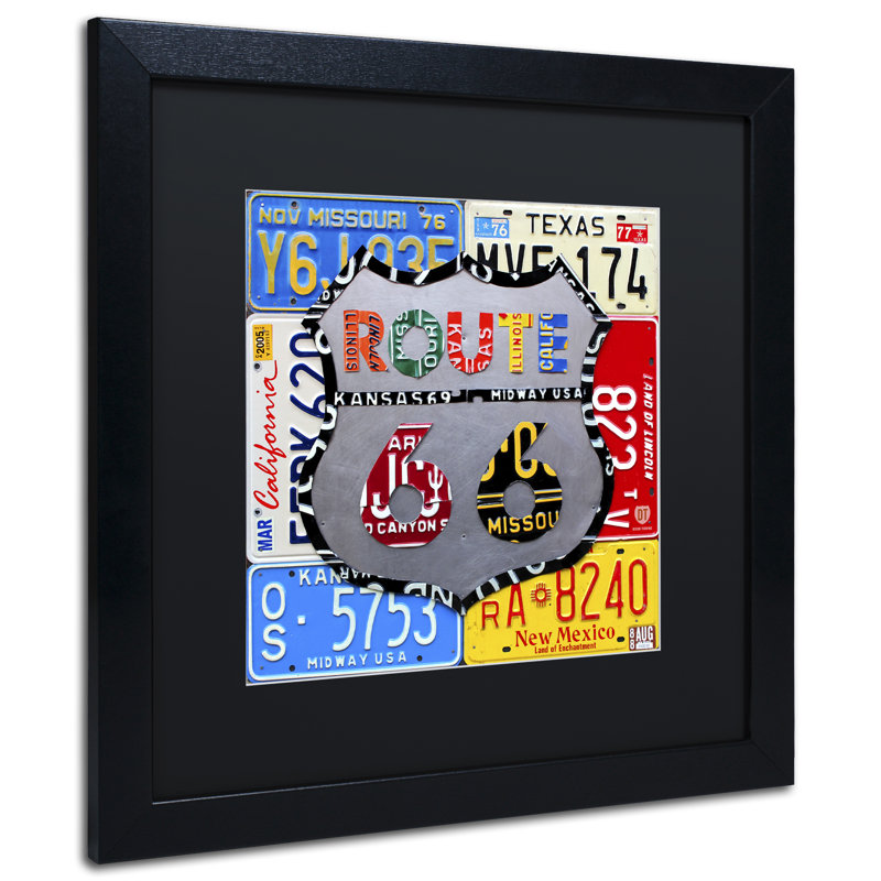 « route 66 », impression encadrée sur toile encadrée, H 16 po x l 16 po x P 0,5 po, Noir