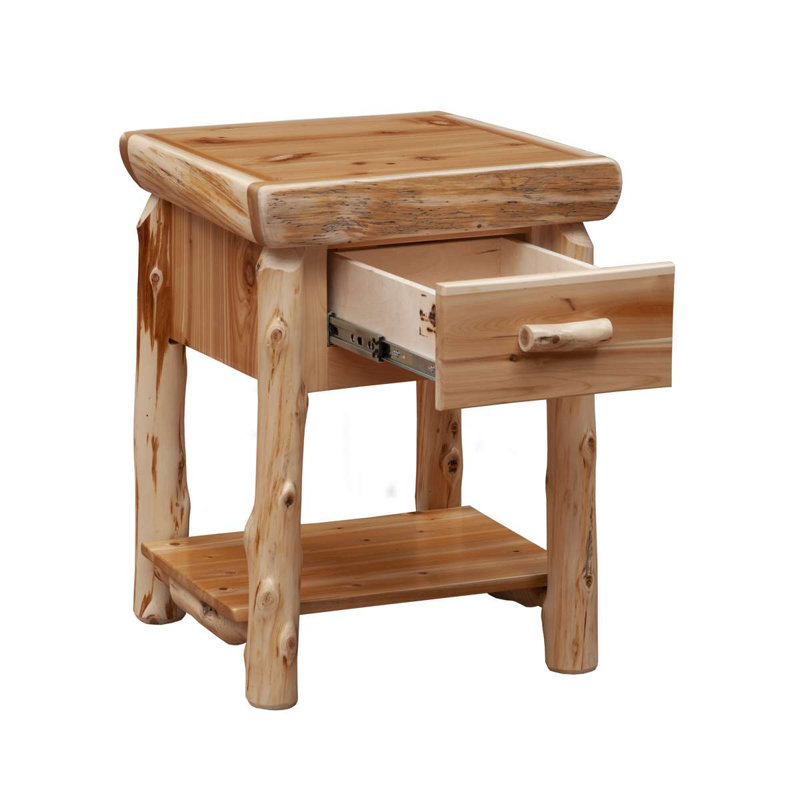  Table de chevet avec tiroir Cedar Log, Weathered
