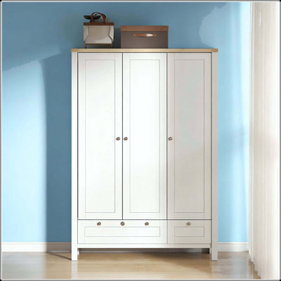 Armoire 3 portes avec tiroir verrouillable et sangles anti-basculement