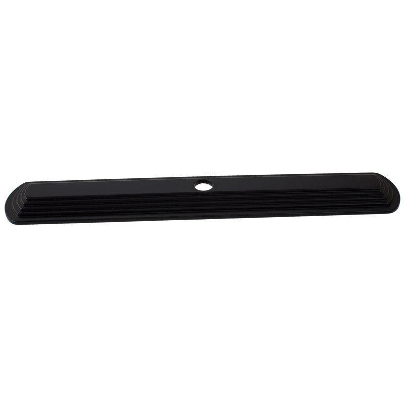 Narrow Rounded Rectangle Cabinet Knob Backplate, Matte Black