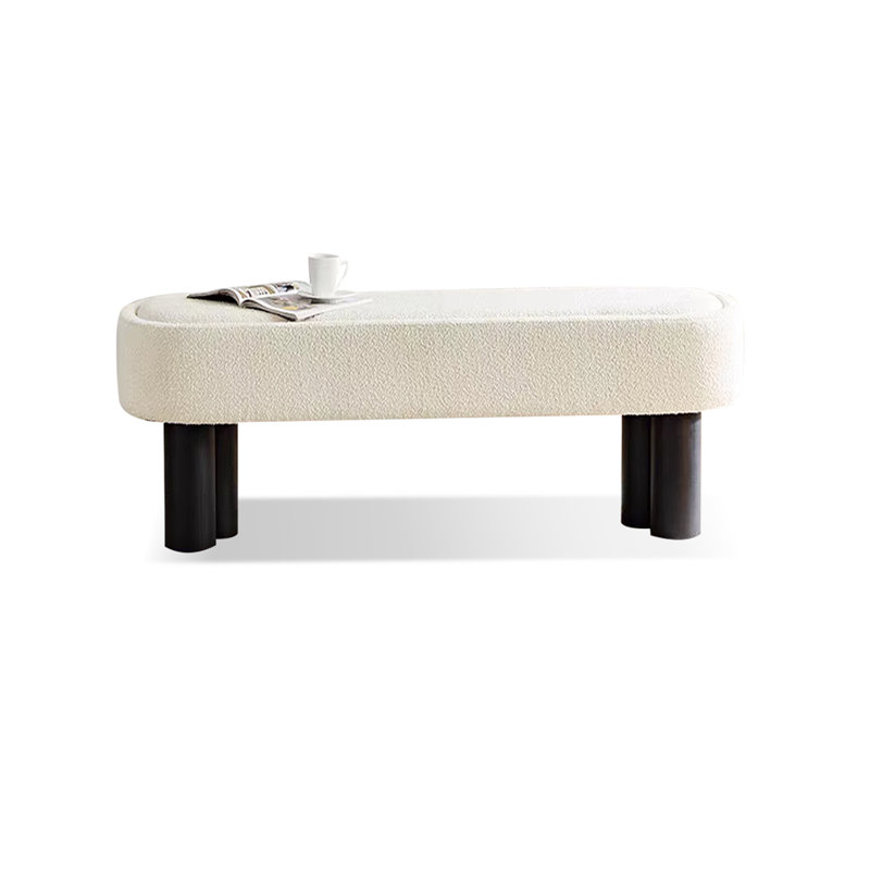 Banc long en velours blanc de style moderne pour chambre et entrée, H 16,93 po x l 39,37 po x P 17,72 po