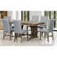Ensemble de salle à manger 7 pièces Mid-Century extensible pour 6 personnes avec table en bois massif, 12 feuilles et chaises rembourrées gris doux