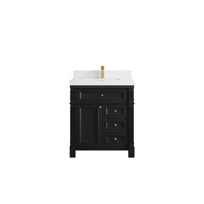 Paris 30 In. W X 22 In. D Single Sink Bathroom Vanity In Black With 2 In.