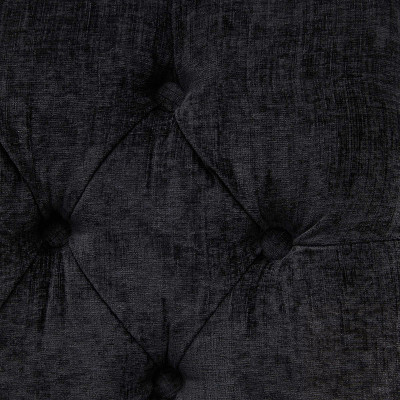 Chaise de salle à manger rembourrée en tissu, pieds courbés en bois massif, Noir