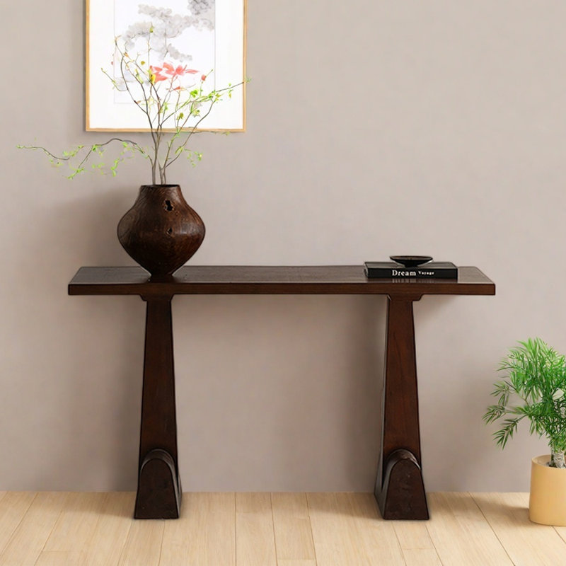 Mid-Century Modern Solid Pine Console Table, 30.7" H x 55.1" W x 15.7" D