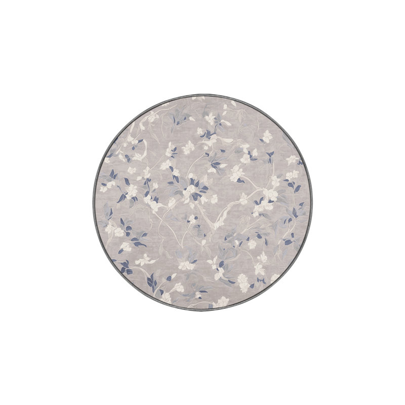 Tapis gris lavable à la machine, Rond 3 pi
