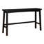 Hauteur de pub transitionnel - table en bois massif noir et 3 tabourets pour 4 repas d'entrée