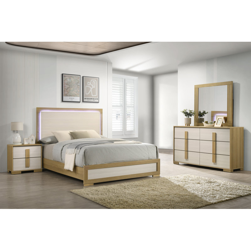 Ensemble de chambre à coucher moderne avec tête de lit Hodnett, Reine