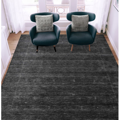 Tapis gris de haute qualité noué à la main