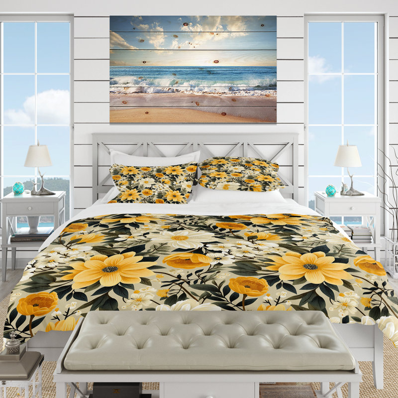 Literie à motif botanique rétro, Housse de couette simple + 1 taie décorative stan