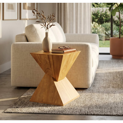 Demetia Solid Wood Top Solid Hourglass Side Table Set