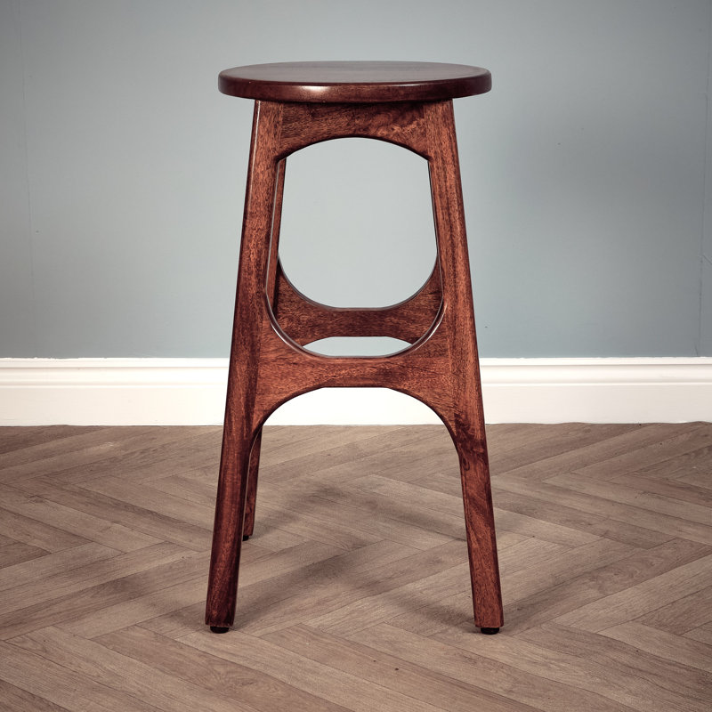 Outdoor Stool, Dark Brown Wood