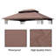 Auvent de remplacement pour pavillon de jardin à double toit 13 x 10 pi - Protection en tissu brun et hydrofuge