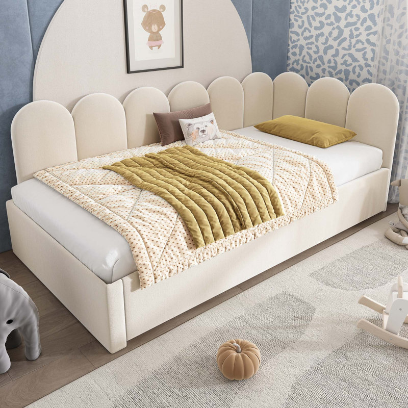 Lit de jour rembourré avec lit escamotable, Beige