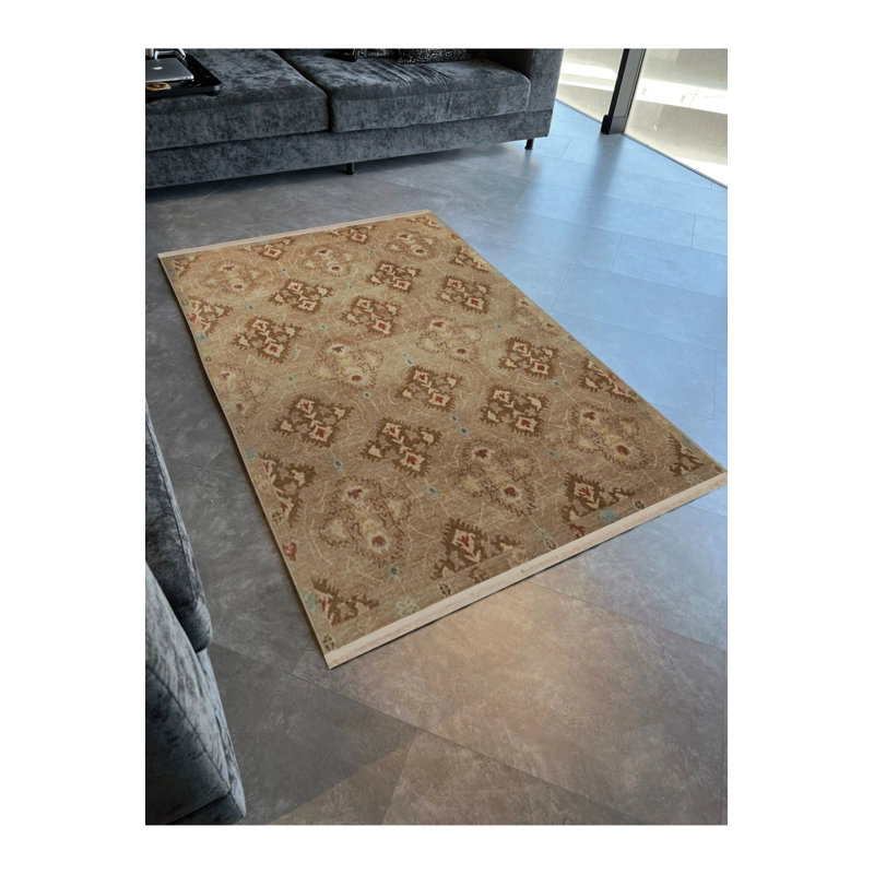Floral Themed Traditional Motif Patterned Fringed Vintage Decorative Carpet, Runner 2'6" x 6'7"