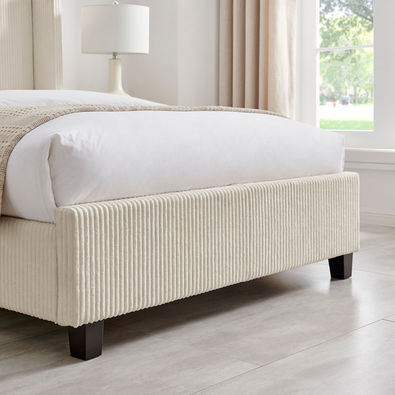 Upholstered Bed, Cream, King (173 x 217 cm)